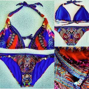 NWT CAMILLA Franks Crystal Beads Bikini Ball Psychedelica 2-Piece Swarovski